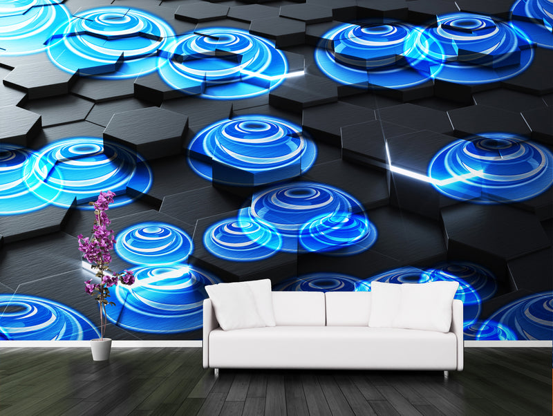 Blue Light illusion custom wallpaper for wall