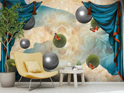 Grass Ball and Butterflies custom wallpaper for wall