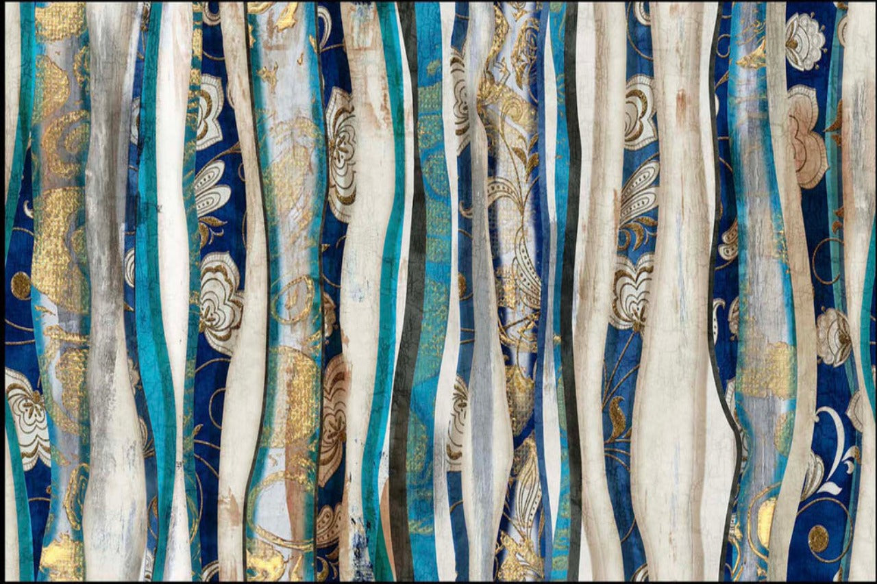 Blue cream stripes wallpaper for wall