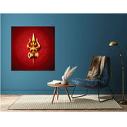 Golden Shiv Trishul Self Adhesive Sticker Poster