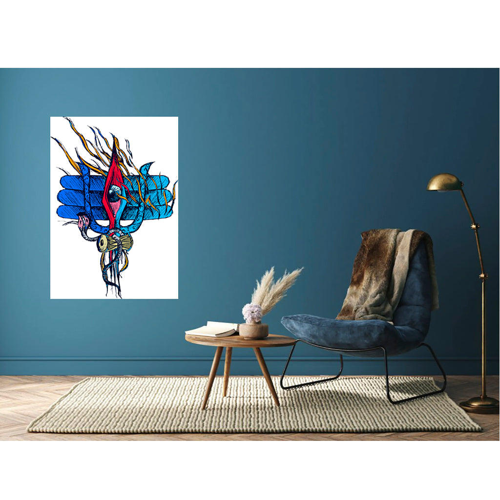 Shiv Trishul Art Self Adhesive Sticker Poster