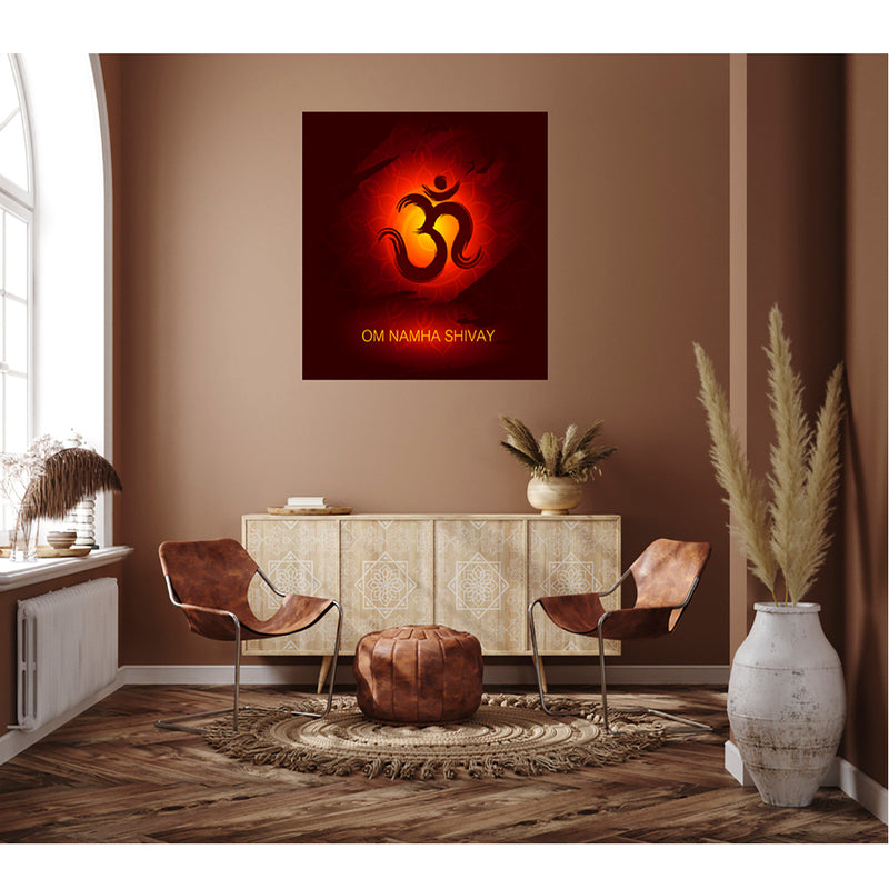 Om Red Brown Painting Self Adhesive Sticker Poster