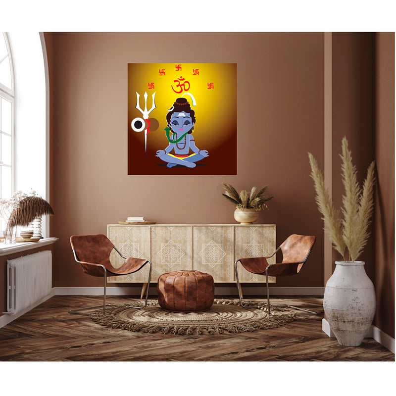 Little Shiv Meditation Art Self Adhesive Sticker Poster