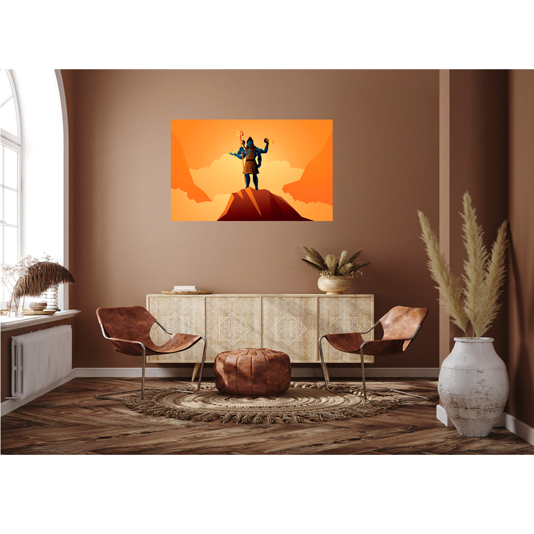 Shiv On Parvat Self Adhesive Sticker Poster