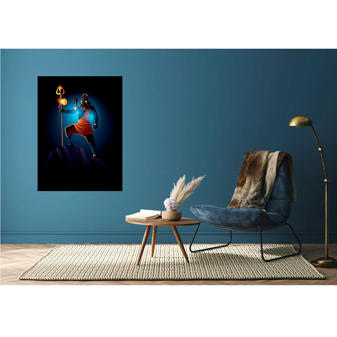 Shiv With Trishul Self Adhesive Sticker Poster