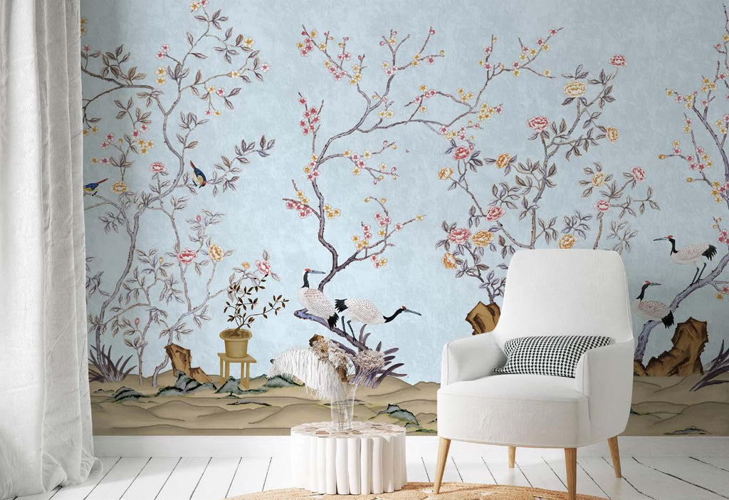 Sky Blue Chinoiserie Wallpaper – Myindianthings