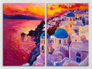 Oil Sunset Painting, Set Of 2
