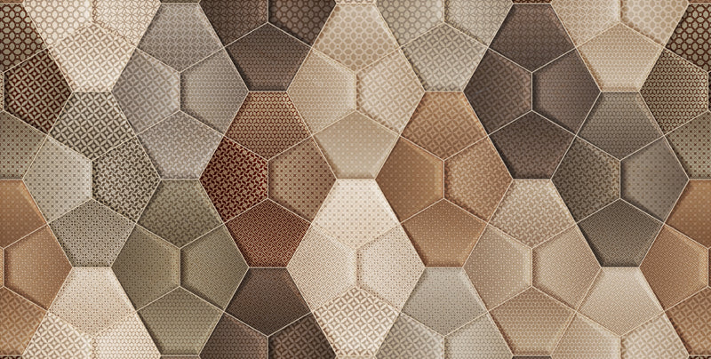 3D Brown tiles Customised Wallpaper