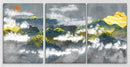 Golden Mountains With Clouds, Set Of 3