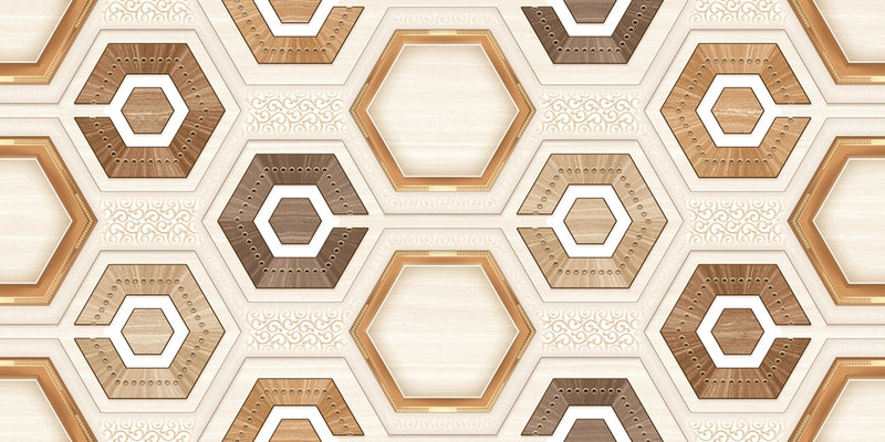 Geometric brown tiles Customised Wallpaper