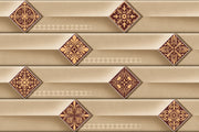 Brown Squared tiles Customised Wallpaper