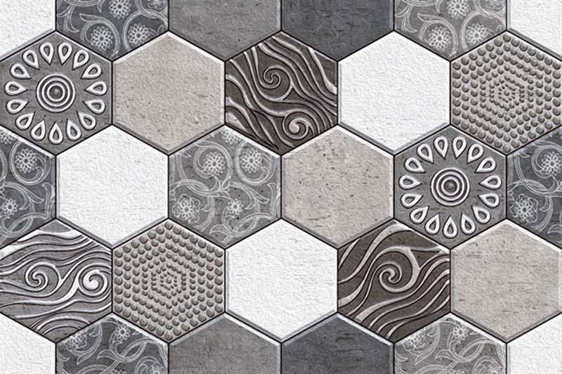 Grey Honeycomb tile Customised Wallpaper