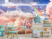 Wonderland Unicorns Baby Girl Kids Wallpaper