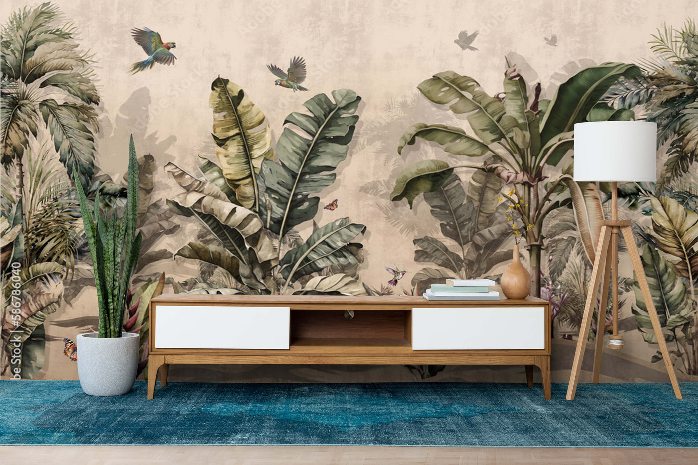 Vintage Pastel Tropical Wallpaper