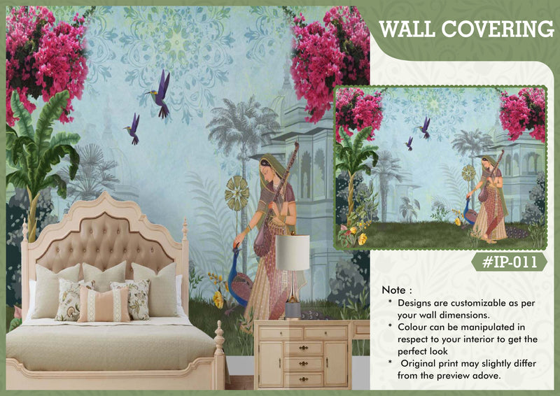 Rajasthan lady floral wall covering