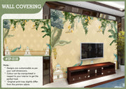Indian damask peacock wallcover
