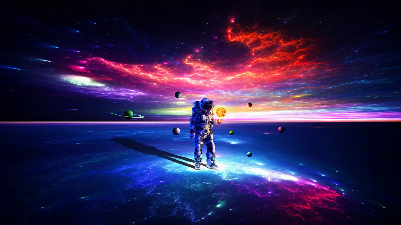 Astronaut And Solar System  wall covering