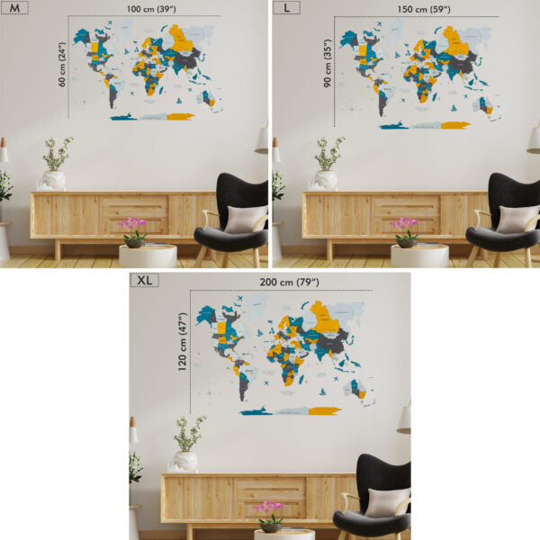 3D Wooden World Map Canary